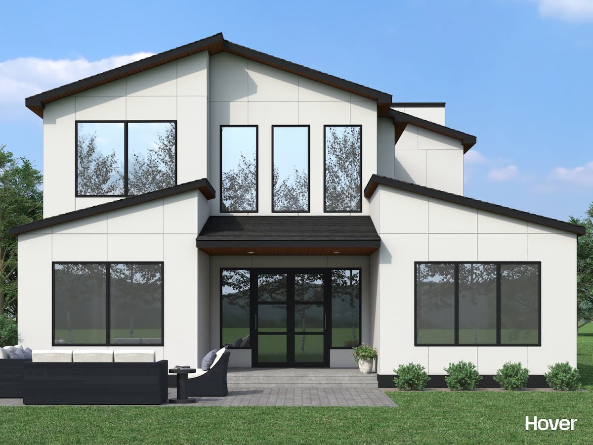 Modern house with large windows and contemporary architecture for stylish living.