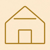 Modern minimalist house outline with a pitched roof and garage, representing contemporary residentia.
